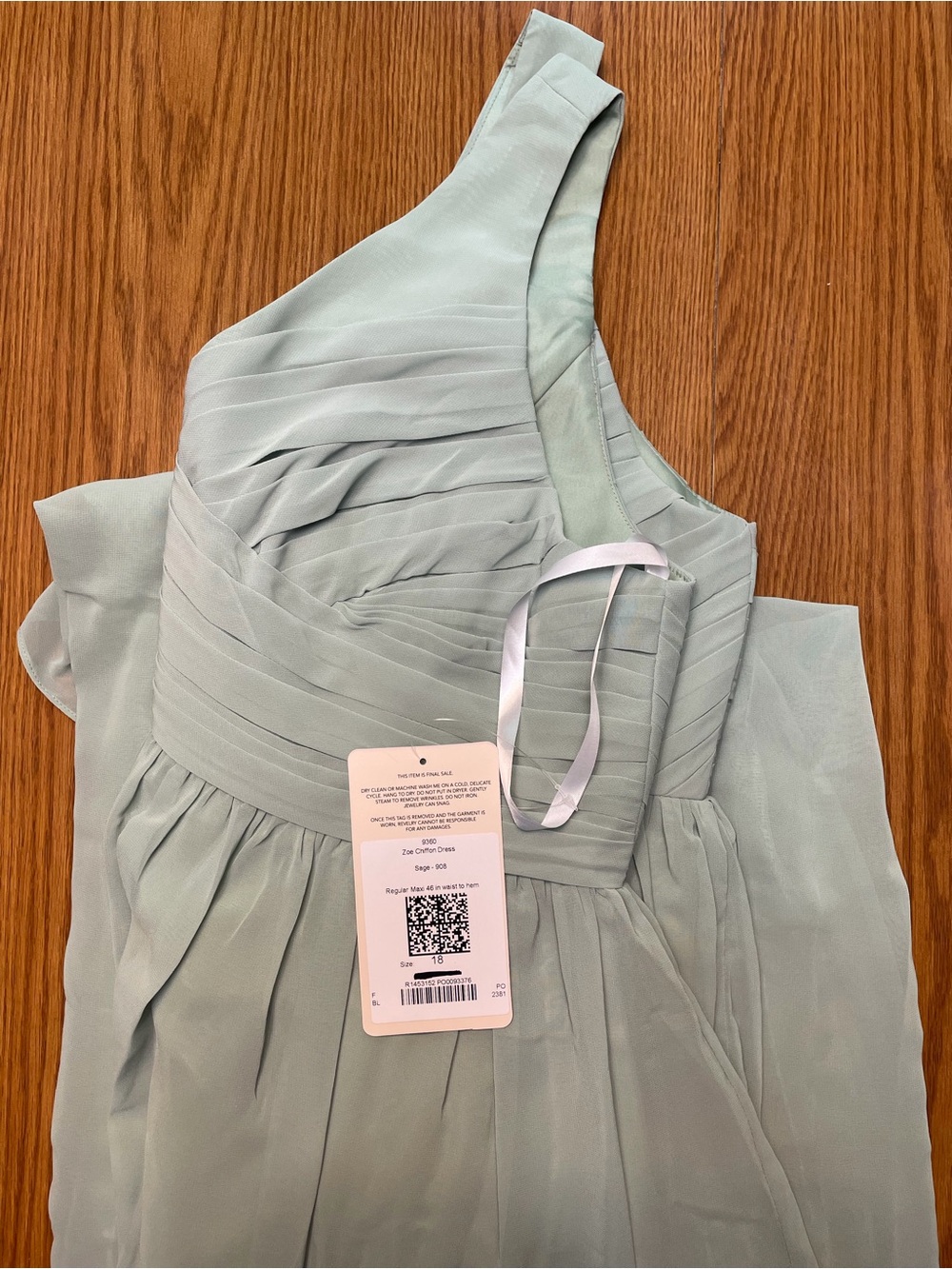 Revelry Zoe Chiffon Dress in Sage (908) - Size 18 - Picture 3 of 5